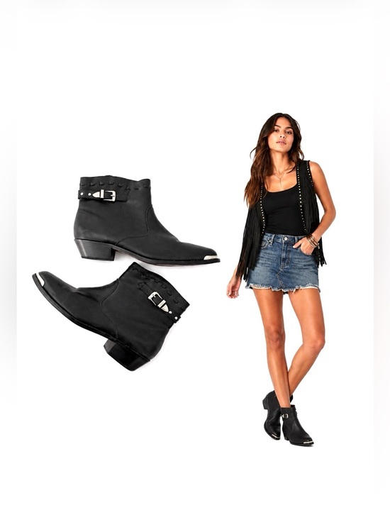 dingo Shoes - Dingo,  Black Leather Western Ankle Boots , Size 9M